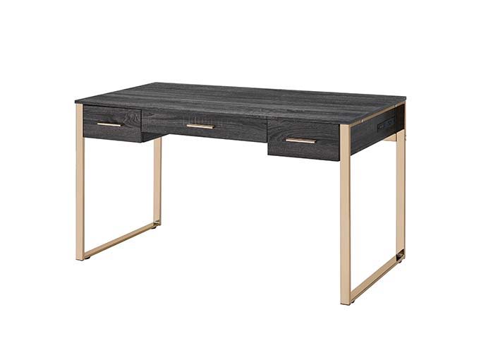 Perle - Vanity Desk - Champagne Gold & Black Finish - Grand Furniture GA