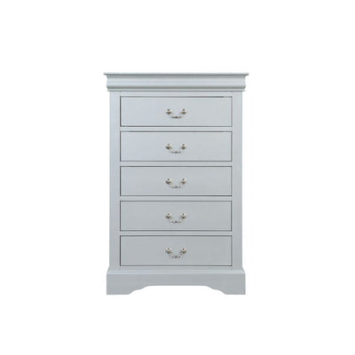 Bring casual elegance into your home with the Louis Phillipe chest. This chest is a piece that offers any bedroom a sophisticated look.