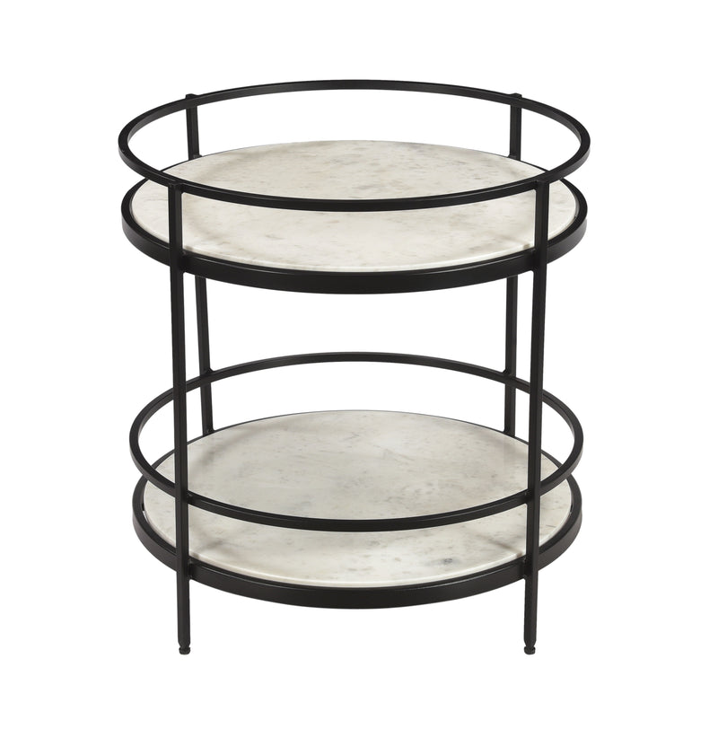 Olive - Round Accent Table - Maddie White / Black