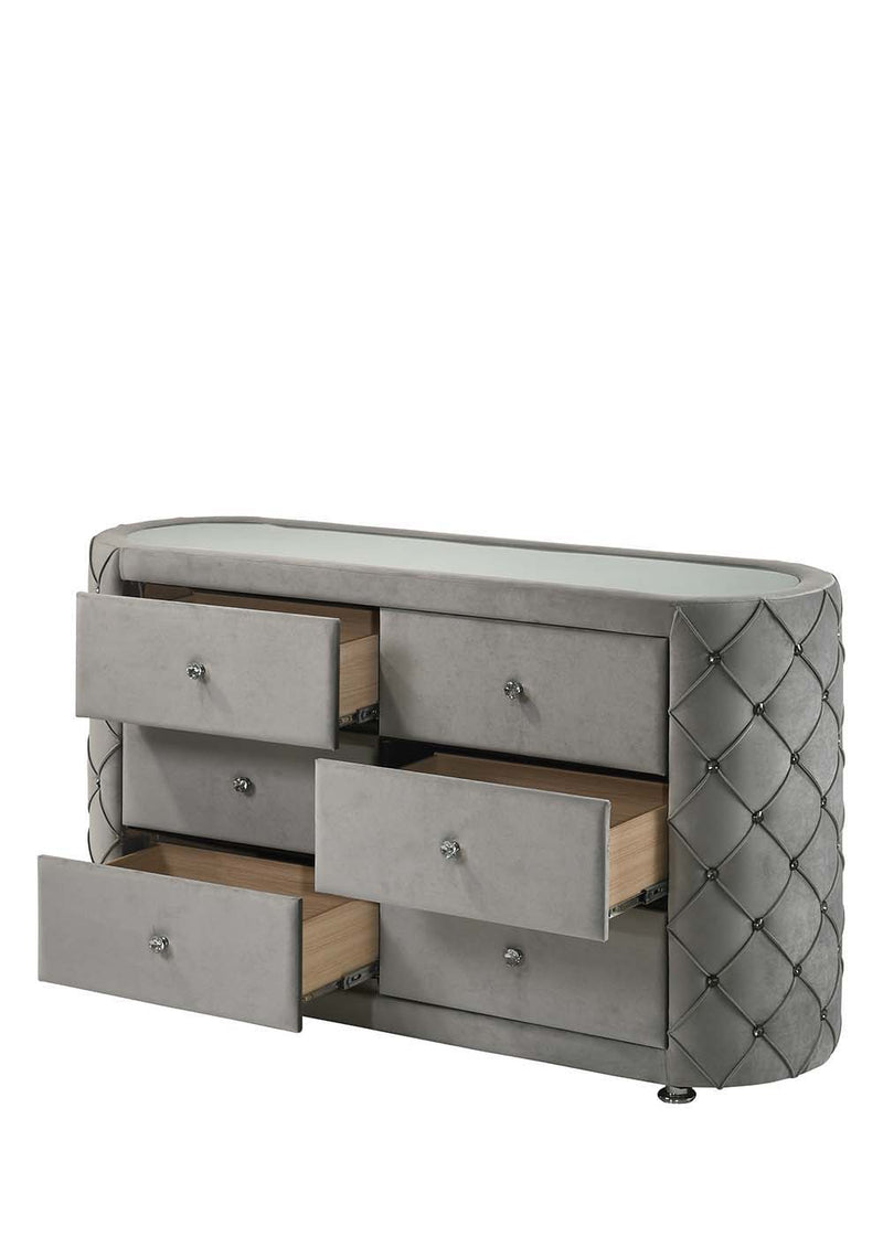 Perine - Dresser - Gray Velvet - Grand Furniture GA