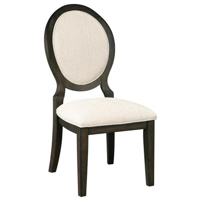 Twyla - Upholstered Oval Back Dining Side Chairs (Set of 2) - Cream and Dark Cocoa.