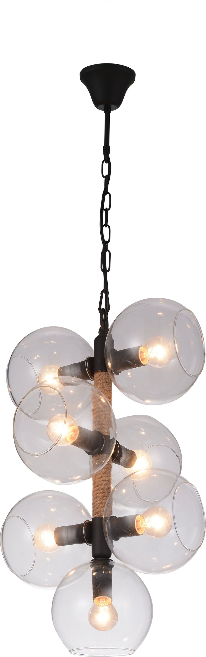 Okee - Ceiling Lamp - Black Satin & Amber Glass - Grand Furniture GA