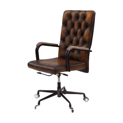 Noknas - Office Chair - Brown Lether - Grand Furniture GA