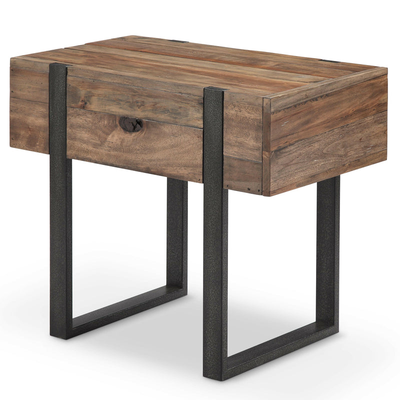 Prescott - Modern Reclaimed Wood Chairside End Table - Rustic Honey.