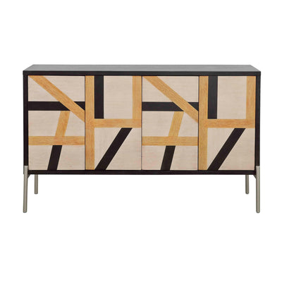 Sonia - Four Door Credenza - Black & Multicolor.