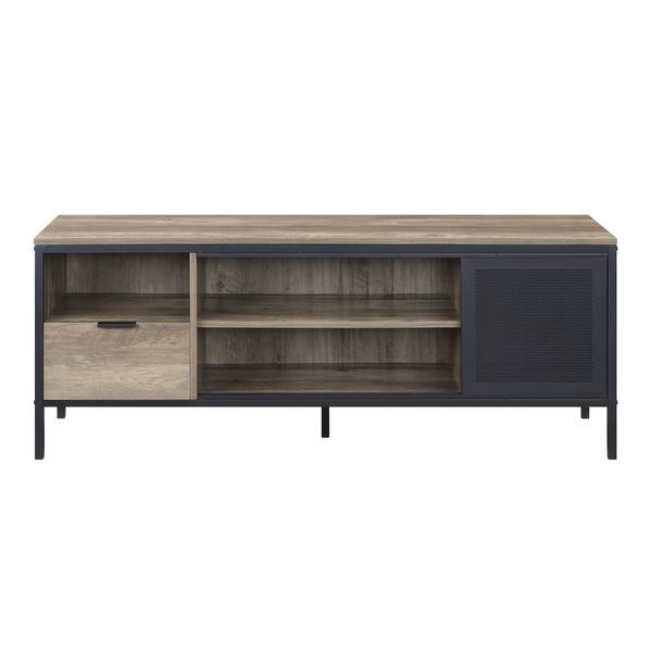 Nantan - TV Stand - Rustic Oak & Black Finish - 21" - Grand Furniture GA