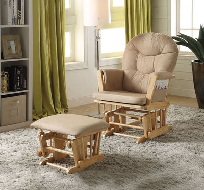 Rehan - Accent Chair - Taupe Microfiber & Natural Oak.