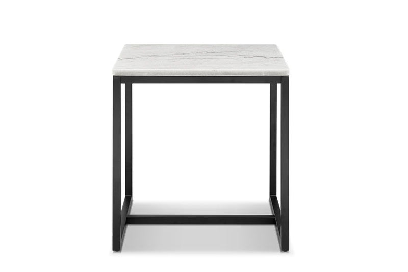 Torin - Rectangular End Table - White Marble And Matte Black