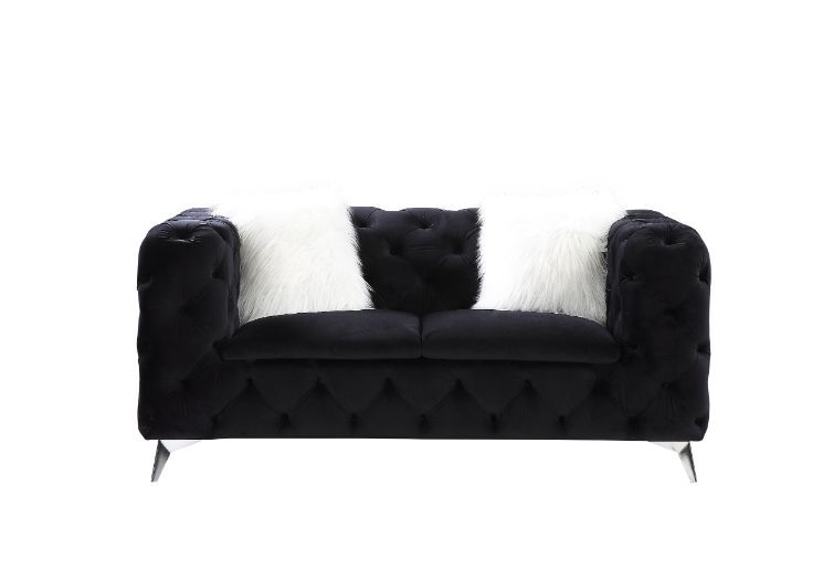 Phifina - Loveseat - Black Velvet - Grand Furniture GA