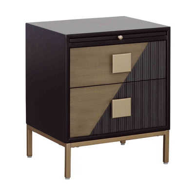 Two Drawer Chairside With Pullout Shelf - Midnight Hour & Champagne.