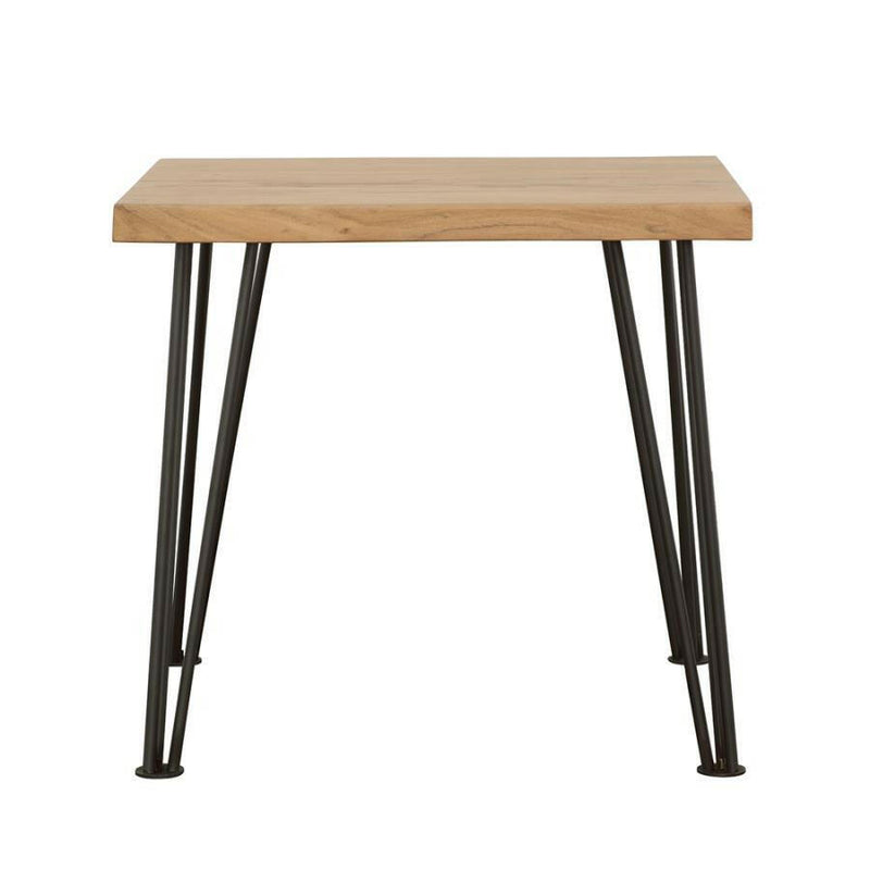 Zander - End Table With Hairpin Leg - Natural and Matte Black.