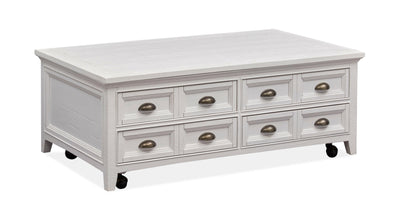 Heron Cove - Lift Top Storage Cocktail Table With Casters - Chalk White.