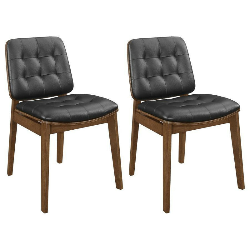 Redbridge - Tufted Back Side Chairs (Set of 2) - Natural Walnut and Black.