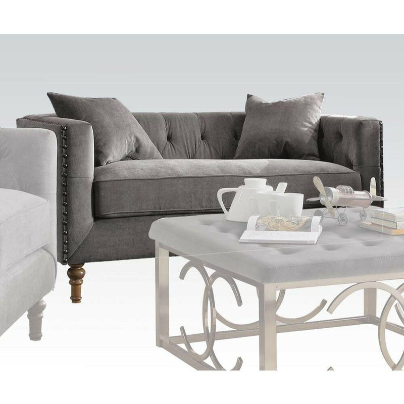 Sidonia - Loveseat - Gray Velvet - Grand Furniture GA