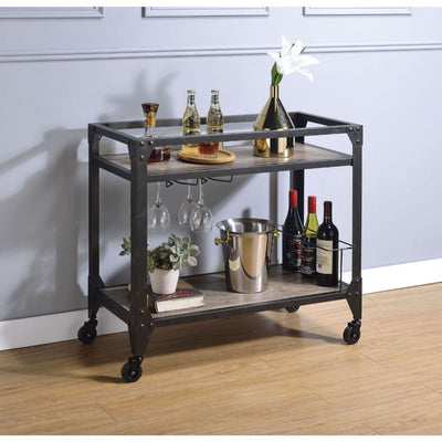 Jorgensen - Serving Cart - Rustic Oak & Charcoal - Grand Furniture GA