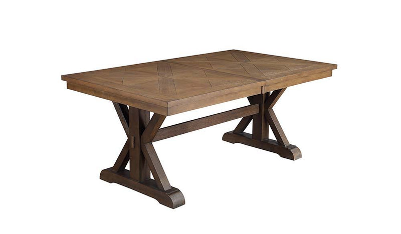 Pascaline - Dining Table - Gray Fabric, Rustic Brown & Oak Finish - Grand Furniture GA