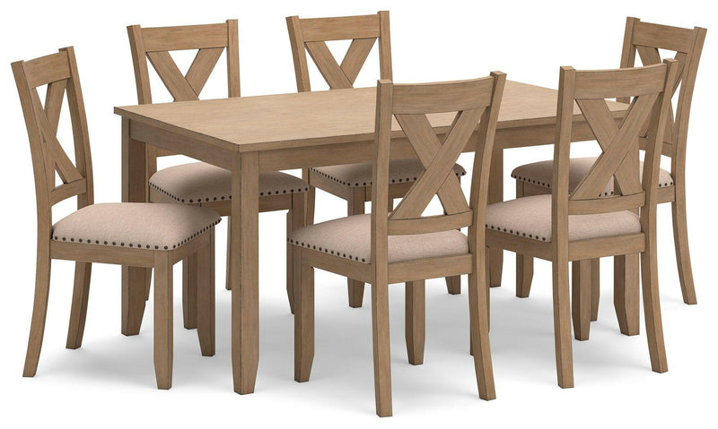 Sanbriar - Light Brown - Rect Drm Table Set (Set of 7).