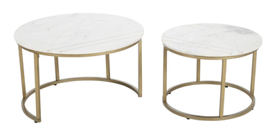 Kayla - Nesting Cocktail Table (Set of 2) - White / Gold