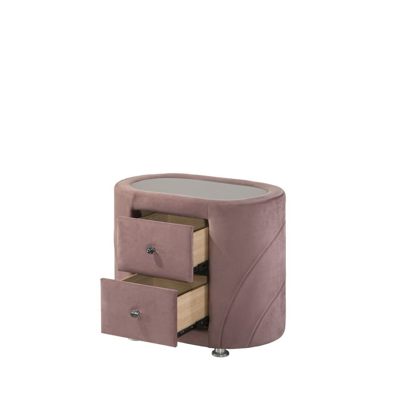 Salonia - Nightstand - Pink Velvet - Grand Furniture GA