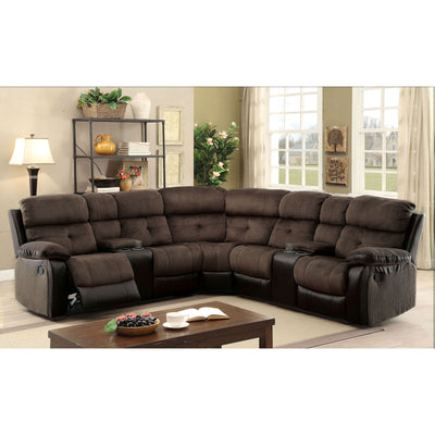 Hadley - Sectional With 2 Consoles - Brown / Black - Grand Furniture GA