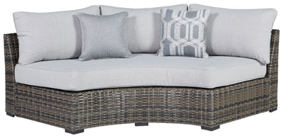 Harbor Court - Gray - Curved Loveseat With Cushion.