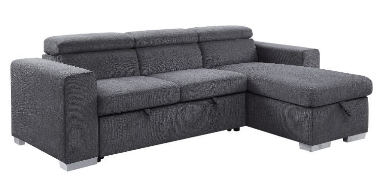 Natalie - Sectional Sofa - Gray Chenille - Grand Furniture GA