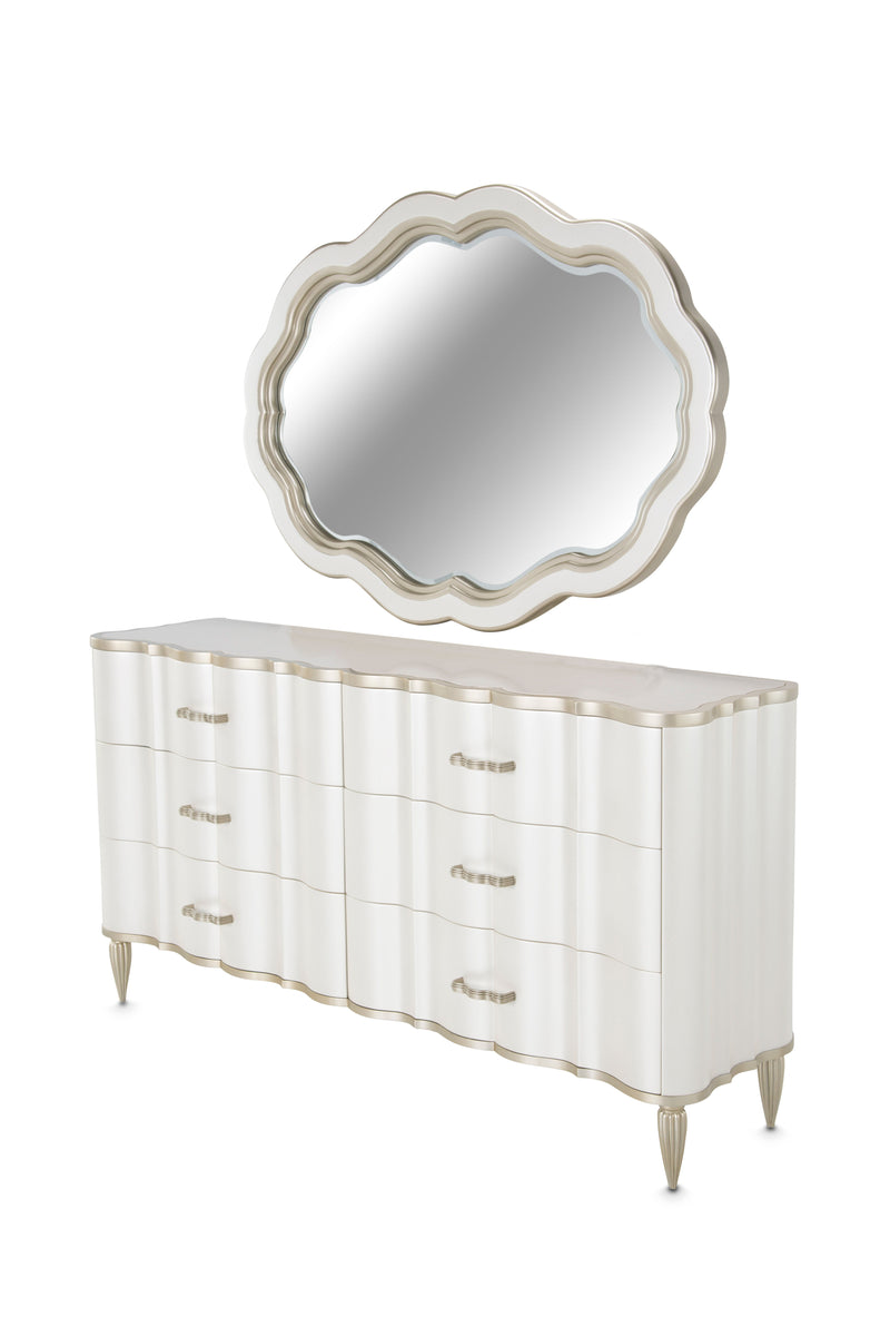 London Place - Dresser with Mirror - Creamy Pearl