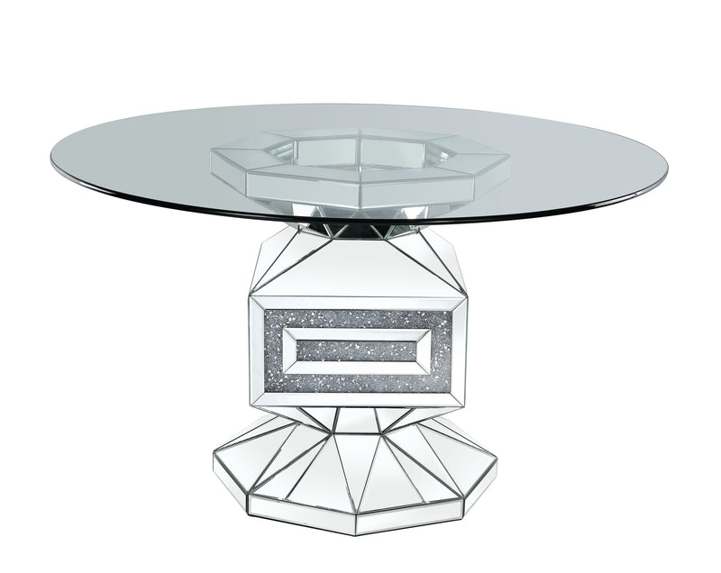 Noralie - Dining Table - Clear Glass, Mirrored & Faux Diamonds - 30" - Grand Furniture GA