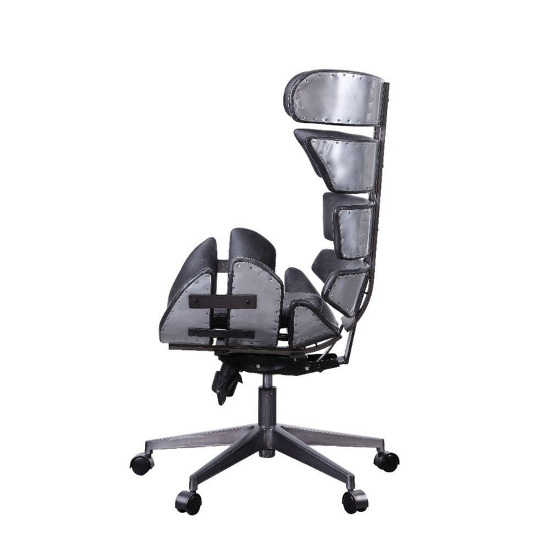 Megan - Executive Office Chair - Vintage Black Top Grain Leather & Aluminum - Grand Furniture GA