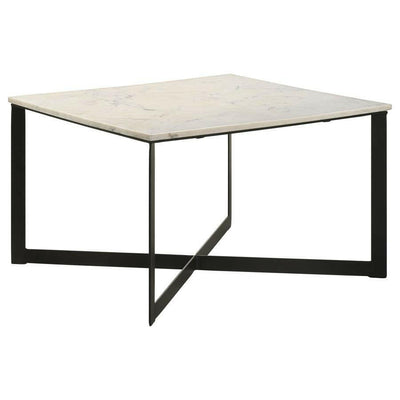 Tobin - Square Marble Top Coffee Table - White and Black.