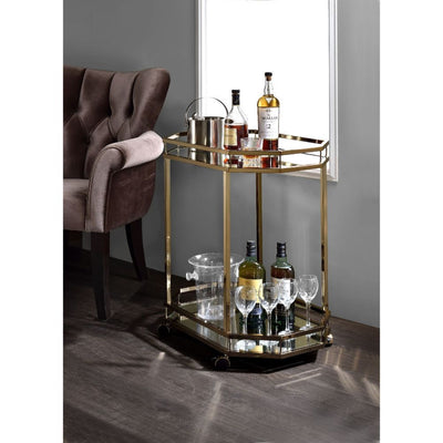 Lacole - Serving Cart - Champagne & Mirror - Grand Furniture GA