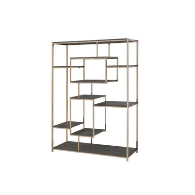 Scaola - Bookshelf - Rustic Gray Oak & Champagne - Grand Furniture GA