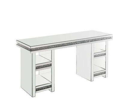 Noralie - Writing Desk - Clear Glass, Mirrored & Faux Diamonds - Grand Furniture GA