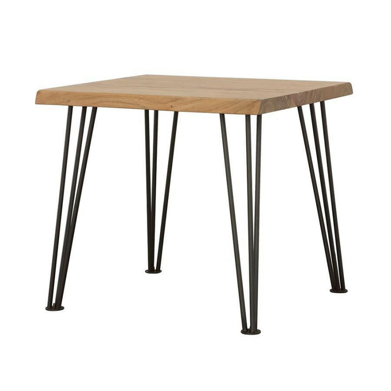 Zander - End Table With Hairpin Leg - Natural and Matte Black.