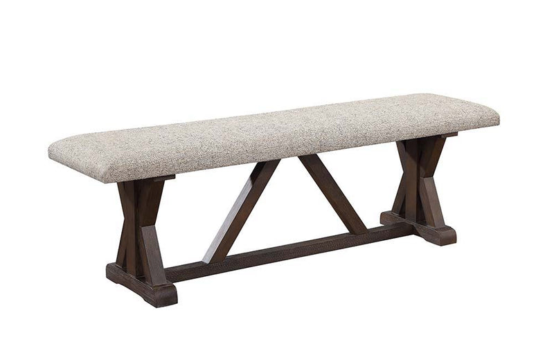 Pascaline - Bench - Gray Fabric, Rustic Brown & Oak Finish - Grand Furniture GA