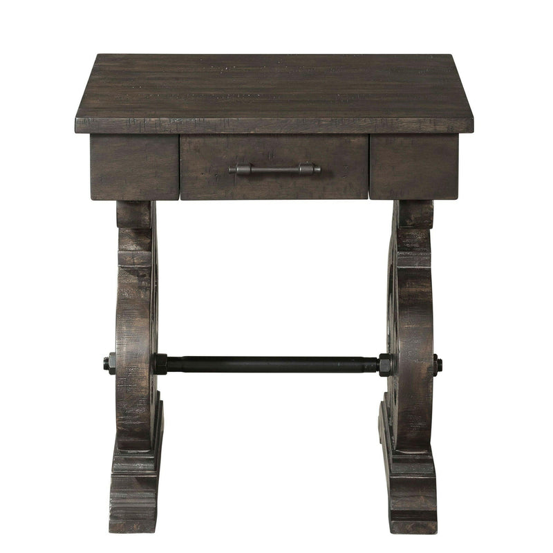 Stone - Chair Side Table With Pu Base - Dark Walnut - End Tables - Grand Furniture GA