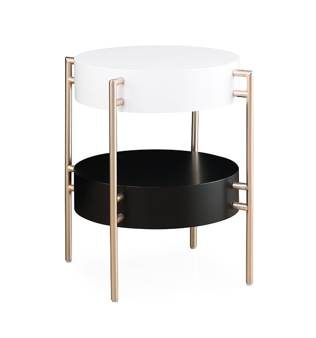 Kelsie - Two Tier Accent Table - Delilah White / Black