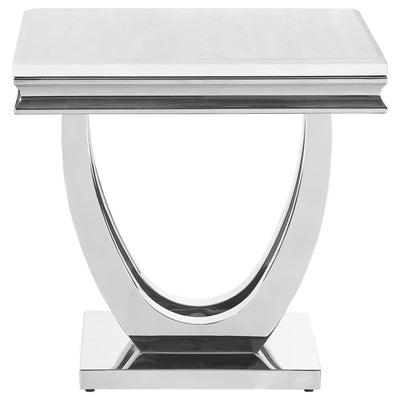 Kerwin - Square Stone Top End Table - White And Chrome