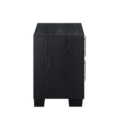 Nicola - Nightstand - Silver PU & Black Finish - Grand Furniture GA