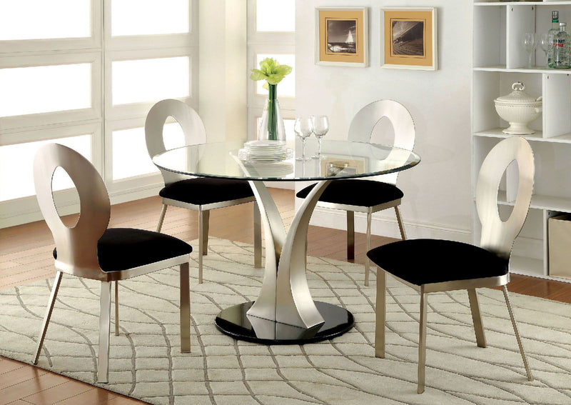 Valo - Round Dining Table - Silver / Black.