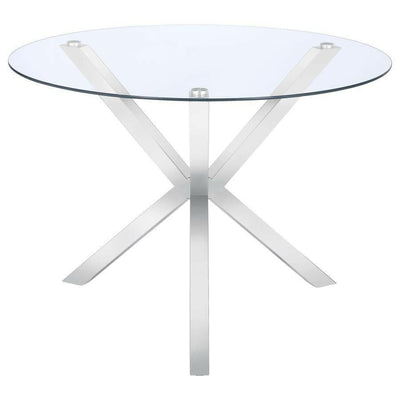 Vance - Glass Top Dining Table With X-Cross Base - Chrome - Dining Tables - Grand Furniture GA