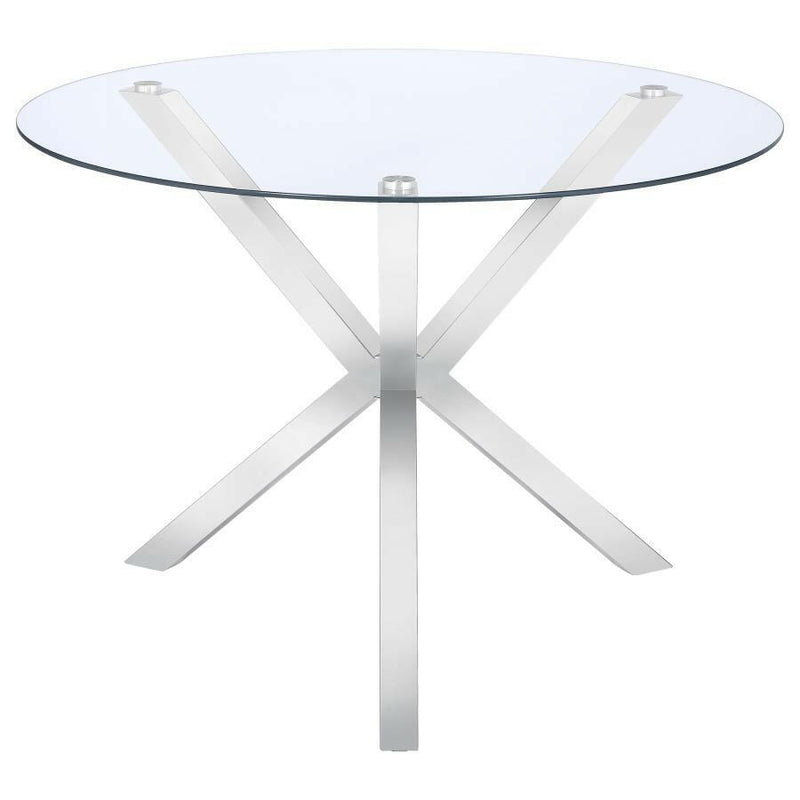 Vance - Glass Top Dining Table With X-Cross Base - Chrome - Dining Tables - Grand Furniture GA