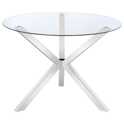 Vance - Glass Top Dining Table With X-Cross Base - Chrome - Dining Tables - Grand Furniture GA