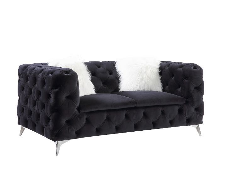 Phifina - Loveseat - Black Velvet - Grand Furniture GA