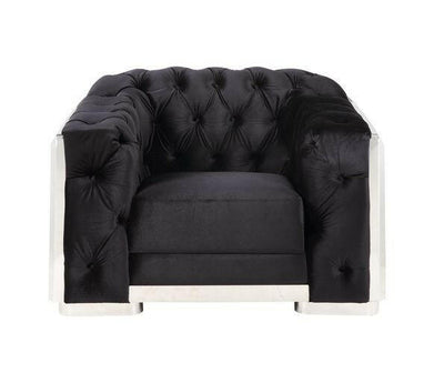 Pyroden - Chair - Black Velvet & Chrome Finish - Grand Furniture GA