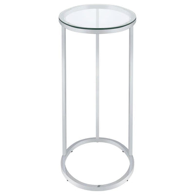 Kyle - Oval Glass Top C-Shaped Sofa Side Table - Chrome