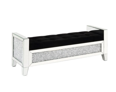 Noralie - Bench - Mirrored & Faux Diamonds - 18" - Grand Furniture GA