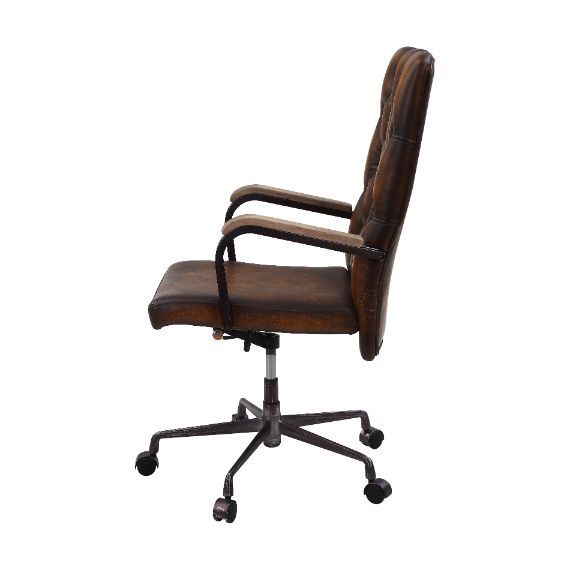 Noknas - Office Chair - Brown Lether - Grand Furniture GA