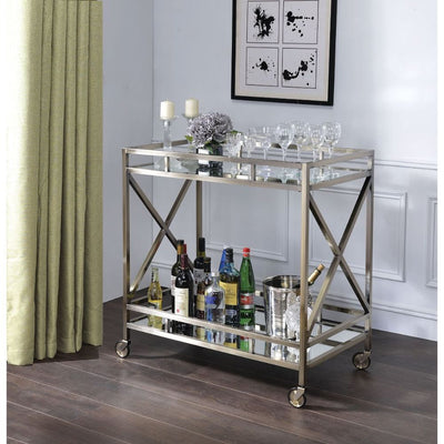 Kristensen - Serving Cart - Antique Gold & Mirror - Grand Furniture GA