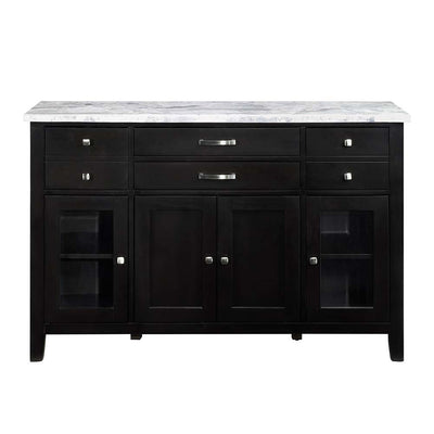 Hussein - Server With Marble Top - Marble & Black Finish - Grand Furniture GA